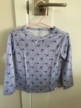 GAP Light Blue Floral Pointelle Long-Sleeve Pajama Set